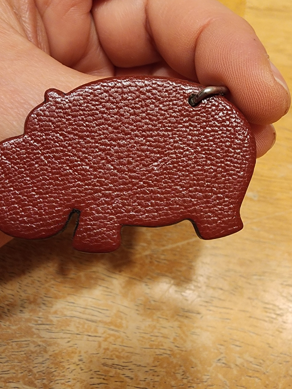 pre-owned Hermès Hippopotamus bag charm made of brown and red leather - Picture 7 of 9